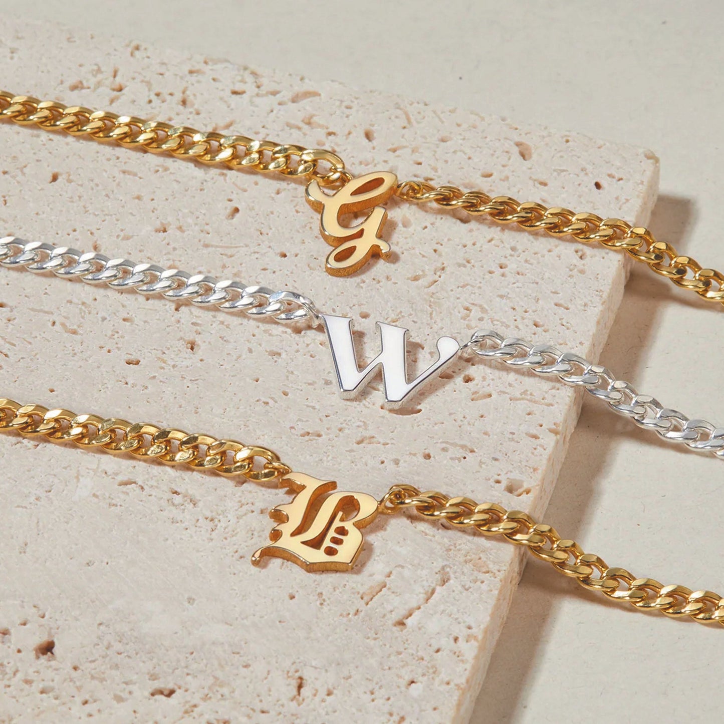 initial curb chain necklace