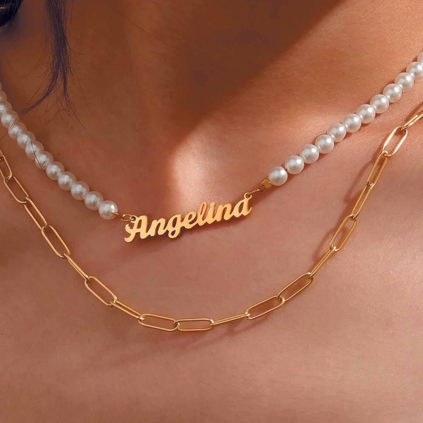 pearl name necklace
