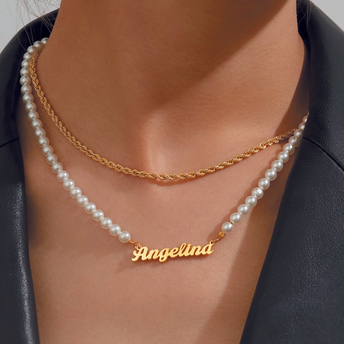 personalised pearl name necklace