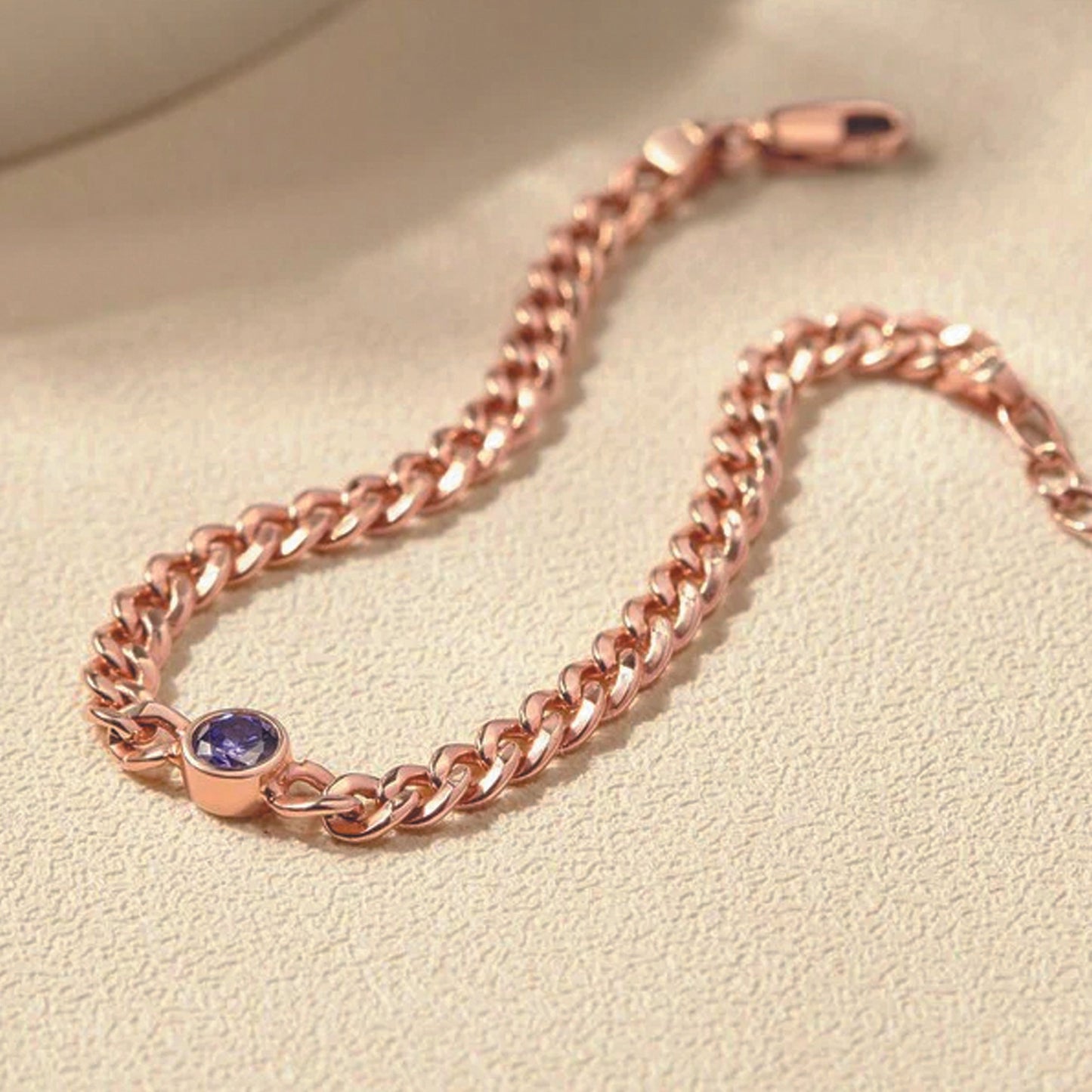 rose gold amethyst birthstone bracelet