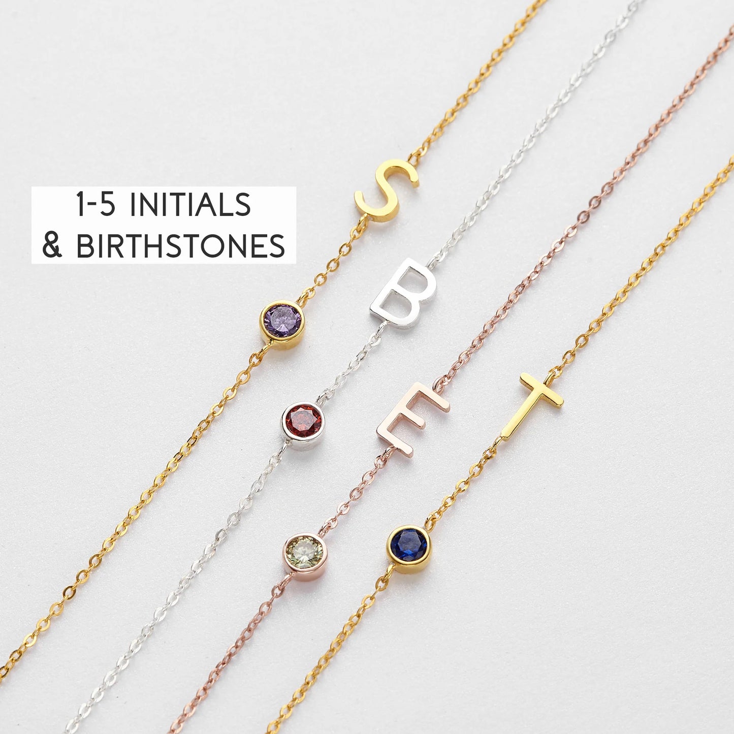 birthstone initial necklace