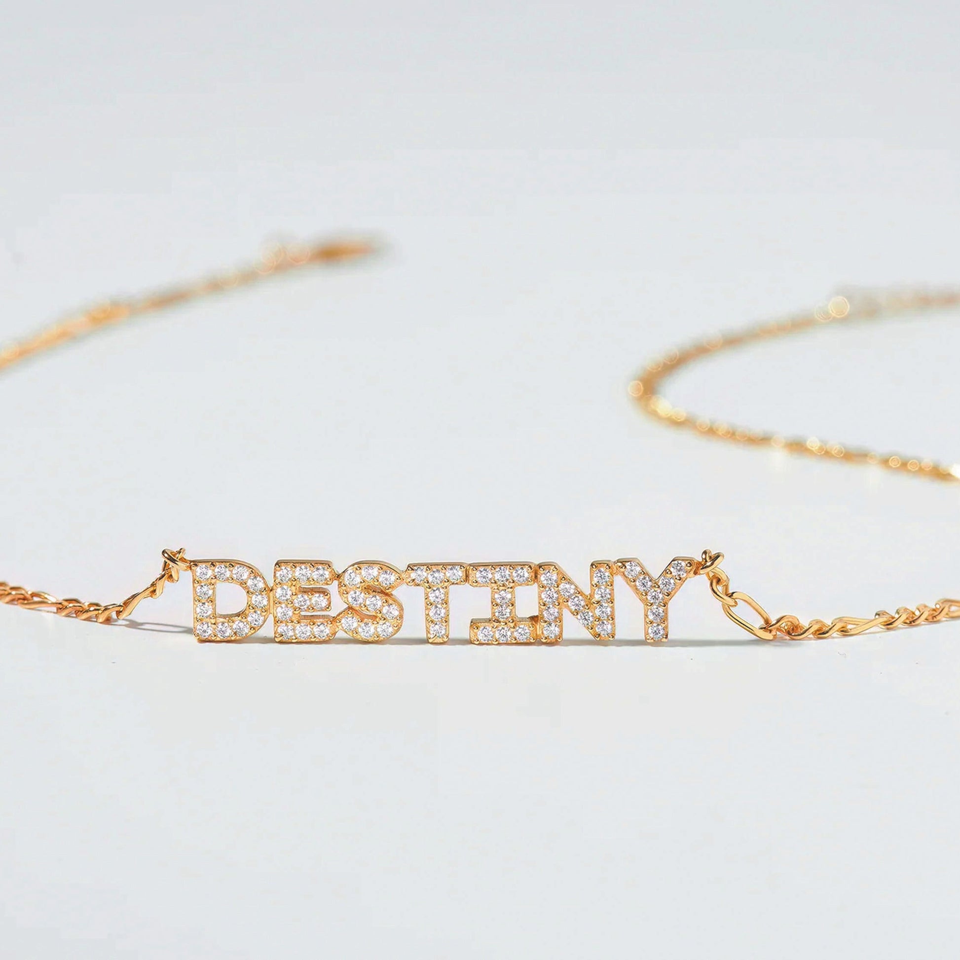 cz pave name necklace