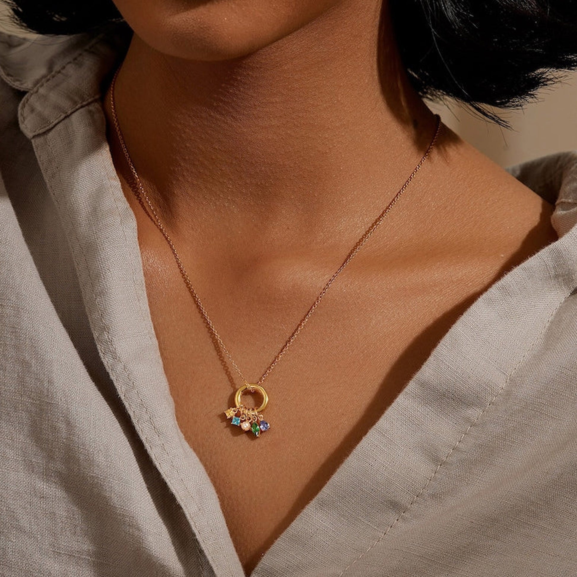 multi birthstones necklace