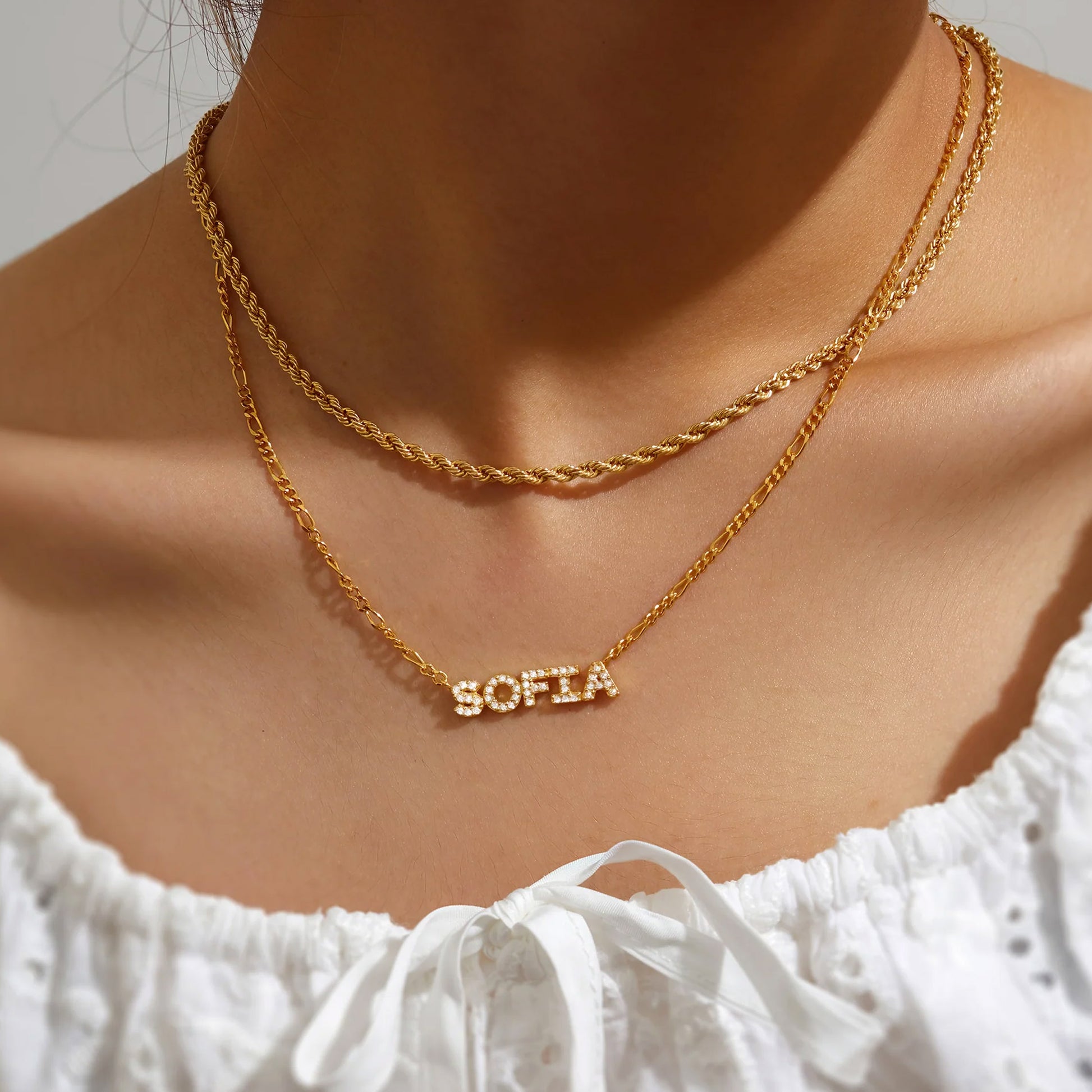 pave name necklace