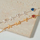 silver gold name birthstone bracelet
