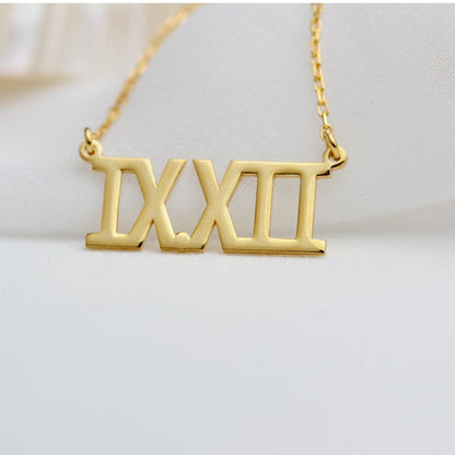Roman Numerals Date Necklace